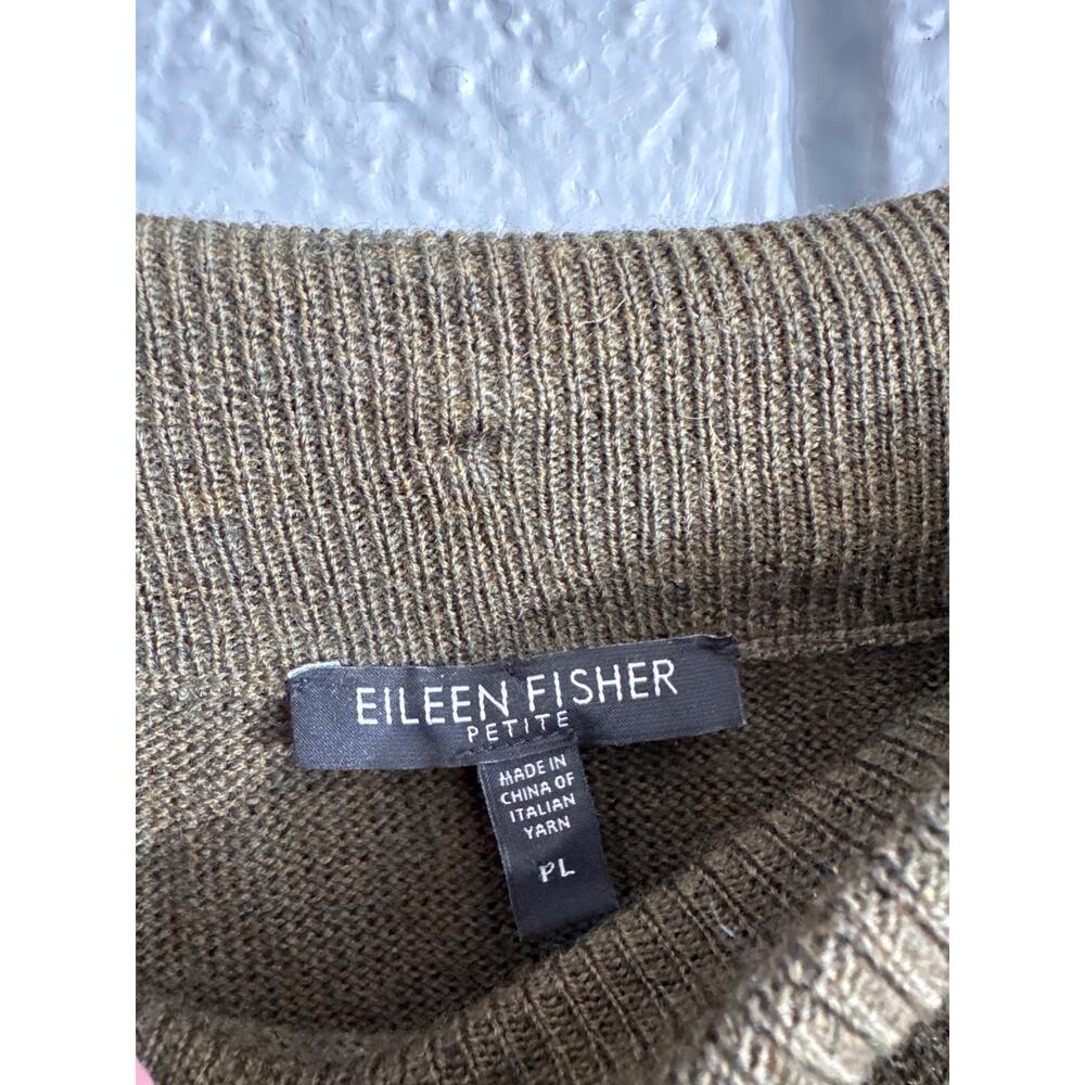 Eileen Fisher Brown 100% Merino Wool Knit Pull On Skirt Size Petite Large PL - Picture 2 of 3
